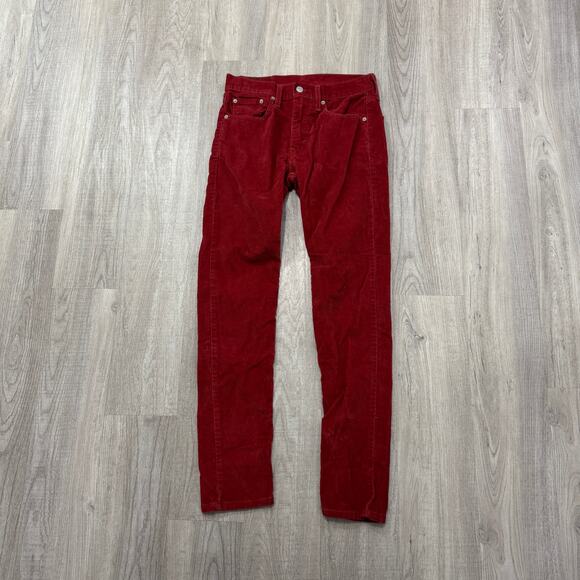 Levis 512 Slim Taper Flex Corduroy Pants Men's 28 x  32 Red Cords Whale Western - Picture 1 of 11